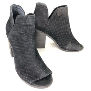 Steve Madden Black Suede Tala Open Toe Booties